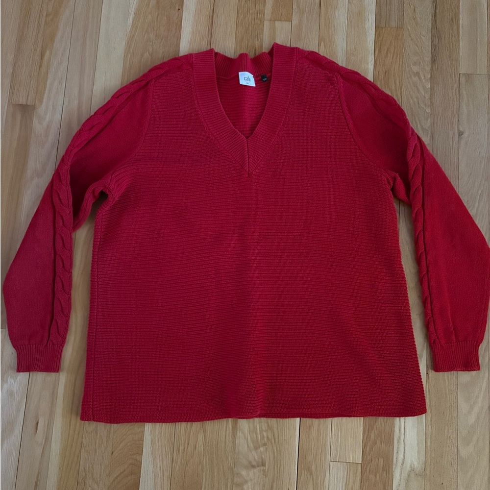 CABI Red Cable Knit Sweater